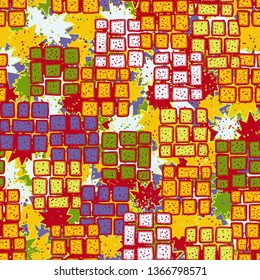 Seamless texture. Stone square shapes on the background of an abstract field.