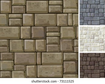 Seamless texture of stonewall  in different colors.