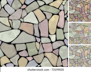 Seamless texture of stonewall  in different colors.
