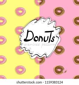 Seamless texture with strawberry and chocolate donuts.