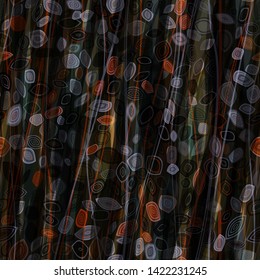 Seamless texture with stripes and stylized leaves. Crumpled effect. Abstract vector background for web page, banners backdrop, fabric, home decor, wrapping