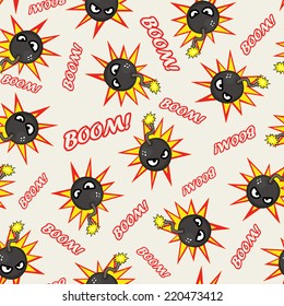 Seamless texture with stylized cartoon bombs.