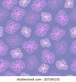 Seamless texture with stylized flowers on blue background. Floral pattern. Vector art