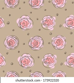 Seamless texture with the stylized flowers (vector)