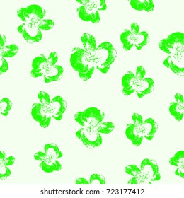 Seamless texture. Stylized orchids on a green background