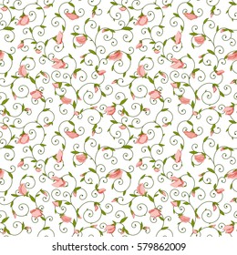 Seamless texture with summer Sweet pea. A vector.