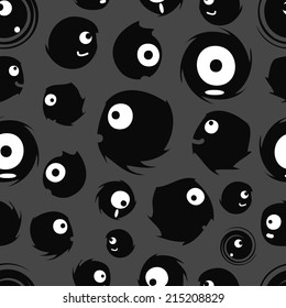Seamless texture with suspicious black cool monsters