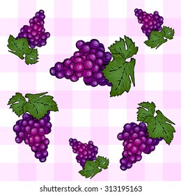 Seamless texture with sweet fresh grapes. Vector colorful background