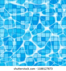 Seamless texture of swimming pool with glare from water. Tile without distortion. Seamless vector illustration. 