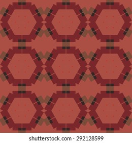 Seamless texture with symmetrical geometrical elements. Abstract background for design and print. Multicolored tiles with abstract ornaments.