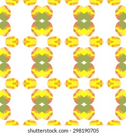 Seamless texture with symmetrical geometrical elements. Abstract background for design and print. Multicolored tiles with abstract ornaments.
