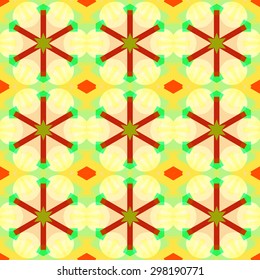 Seamless texture with symmetrical geometrical elements. Abstract background for design and print. Multicolored tiles with abstract ornaments.