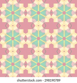 Seamless texture with symmetrical geometrical elements. Abstract background for design and print. Multicolored tiles with abstract ornaments.