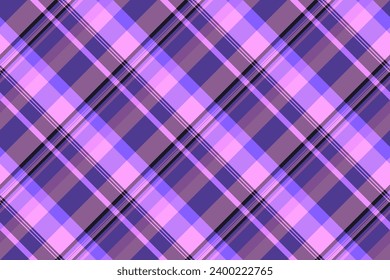 Tartán de textura sin foco del vector de plaqueta de fondo con una marca de tela de patrón en color púrpura e índigo.