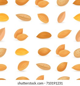 seamless texture with tasty almonds on white background for your design