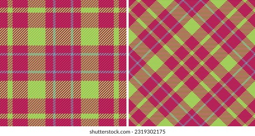 Seamless texture textile of background check tartan with a pattern plaid fabric vector in set.