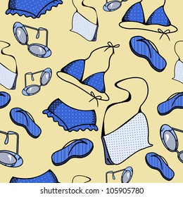 Seamless texture with things for relaxing on the beach