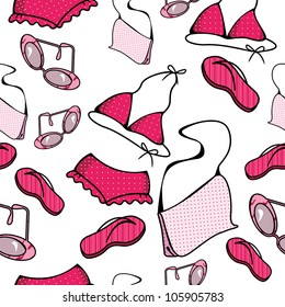 Seamless texture with things for relaxing on the beach