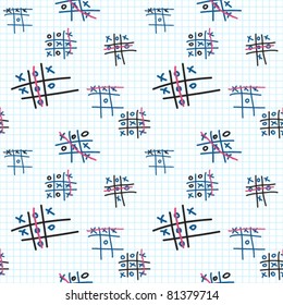 Seamless texture with tic-tac-toe. Vector.