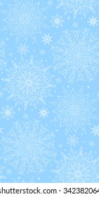 Seamless texture with tracery winter snowflakes for your creativity