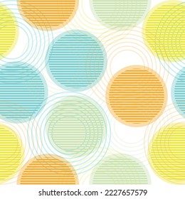 Seamless texture with transparent multi-colored sweets. Abstract watercolour background with colorful circles on white. White Vector Spot Birthday.