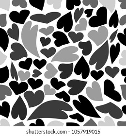 seamless texture transparent, white, gray, black hearts