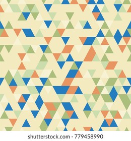 Seamless Texture. Triangle Seamless Background with Triangle Shapes of Different colors.  Textile, Fabric, Paper, Wallpaper Print Template Magazine, Leaflet, Booklet. Template for Your Design
