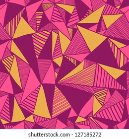 Seamless texture with triangles, mosaic endless pattern. Black and white.