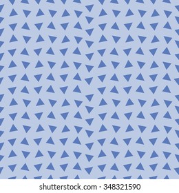 Seamless texture of the triangles on blue. Vector illustration.