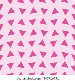 Seamless texture of the triangles on pink. Vector illustration.