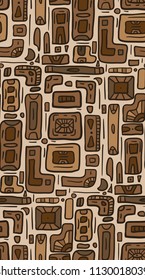 Seamless texture with tribal doodle pattern from geometric shapes. Vector native pattern for wallpaper, fabrics and your creativity
