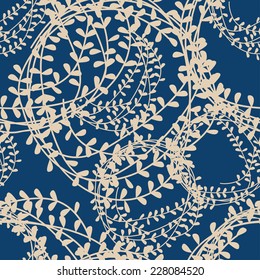 seamless texture with twigs and leaves, vector illustration