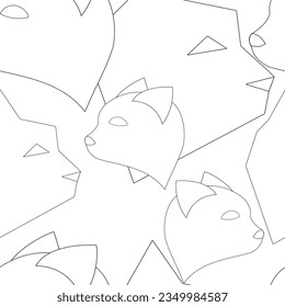 seamless texture two types of cat heads are drawn with smooth and sharp lines