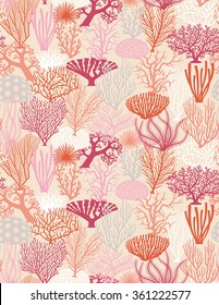 Seamless texture of various coral formations vector illustrations