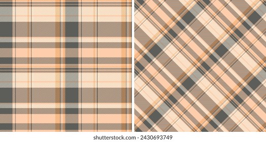 Seamless texture vector of background plaid pattern with a tartan check textile fabric. Set in fall colours in creative gift paper ideas.