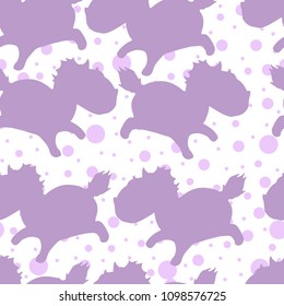 Seamless texture. Vector. Pink ponies. Silhouette.