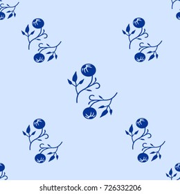 Seamless texture. Vegetable ornament on a blue background