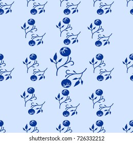 Seamless texture. Vegetable ornament on a blue background