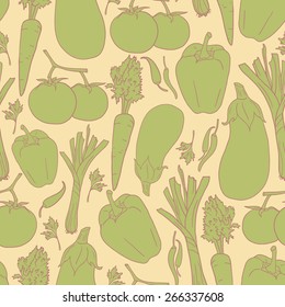 seamless texture with vegetables, green life background, vector illustration