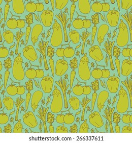 seamless texture with vegetables, green life background, vector illustration