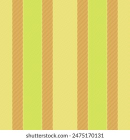 Seamless texture vertical of background textile pattern with a stripe fabric vector lines in lime and amber colors.