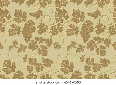 Seamless texture with vines. Vector repeating pattern with vines in vintage style.