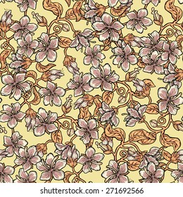 Seamless texture with vintage flowers. Flower background.