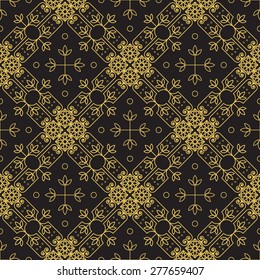 Seamless texture with vintage geometric ornament. Vector lineart pattern