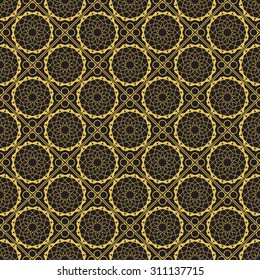 Seamless texture with vintage geometric ornament. Vector line art pattern