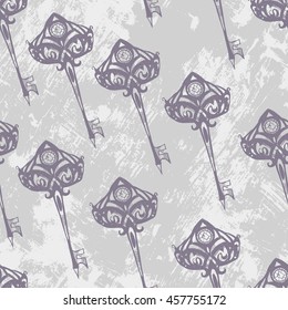 Seamless texture. Vintage keys. Drawn by hand. It can be use for background, clothing design, wrapping paper.