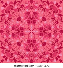Seamless texture - vintage ornamental pattern in pink colors