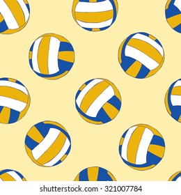 Seamless texture with volleyball balls on the light
