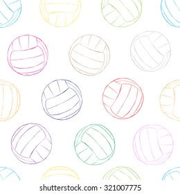 Seamless texture with volleyballs contours of balls