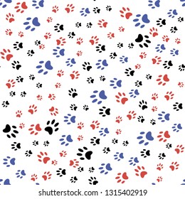Seamless texture. Wallpaper with the image of animal tracks. Vector illustration